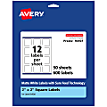 Avery® Permanent Labels With Sure Feed®, 94107-WMP50, Square, 2" x 2", White, Pack Of 600