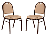 National Public Seating Dome-Back Stacking Chairs, Vinyl, French Beige/Mocha, Set Of 2