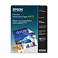 Epson® Premium Presentation Paper, White, Letter (8.5" x 11"), 50 Sheets Per Pack, 44 Lb, 97 Brightness
