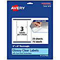 Avery® Glossy Permanent Labels With Sure Feed®, 94213-CGF25, Rectangle, 3" x 5", Clear, Pack Of 75