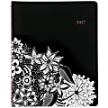 Cambridge® FloraDoodle 2027 Weekly Monthly Appointment Book Planner, Black/White, Large, 8 1/2" x 11" 1 thumbnail image