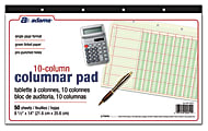 Adams® Analysis Pad, 14" x 8 1/2", 50 Pages (50 Sheets), 10 Columns, Green