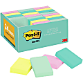 Post-it® Greener Notes Value Pack - Beachside Cafe Color Collection - 1.50" x 2" - Rectangle - Positively Pink, Canary Yellow, Fresh Mint, Moonstone - Paper - Self-stick, Removable, Recyclable, Residue-free, Eco-friendly - 24 / Pack - Recycled