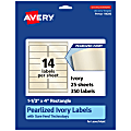Avery® Pearlized Permanent Labels With Sure Feed®, 94206-PIP25, Rectangle, 1-1/3" x 4", Ivory, Pack Of 350 Labels 1 thumbnail image