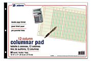 Adams® Analysis Pad, 11" x 16 3/8", 100 Pages (50 Sheets), 12 Columns, Green 1 thumbnail image