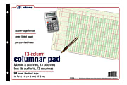 Adams® Analysis Pad, 16 3/8" x 11", 100 Pages (50 Sheets), 13 Columns, Green