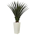Nearly Natural Spiky Agave 60" Artificial Plant With Tower Planter, Green/White 1 thumbnail image