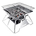 Brentwood® Stainless Steel Portable Folding Charcoal BBQ Grill and Outdoor Fire Pit with Carry Bag, 14-In. x 14-In., BB-4X14SS 1 thumbnail image