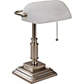 Lorell® LED Classic Banker's Lamp, Frosted Glass Shade, Brushed Nickel 1 thumbnail image