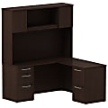 Bush Business Furniture 300 Series L Shaped Desk With Hutch And 2 Pedestals 60"W x 22"D, Mocha Cherry, Standard Delivery