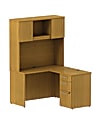 BBF 300 Series L-Shaped Desk With Tall Storage, 72 3/10"H x 47 3/5"W x 51 1/2"D, Modern Cherry, Standard Delivery Service
