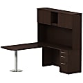 Bush Business Furniture 300 Series L Shaped Peninsula Desk With Hutch And 3 Drawer Pedestal, 72"W x 30"D, Mocha Cherry, Premium Installation