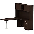Bush Business Furniture 300 Series L Shaped Peninsula Desk With Hutch And 3 Drawer Pedestal, 72"W x 30"D, Mocha Cherry, Premium Installation 1 thumbnail image