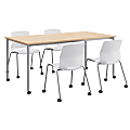 KFI Studios Dailey Table And 4 Chairs, With Caster, Natural/Silver Table, White/Silver Chairs 1 thumbnail image