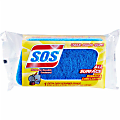S.O.S All-Surface Scrubber Sponge - 4.5" Height x 2.5" Width x 0.9" Depth - 1Each - Cellulose, Scrim - Blue 1 thumbnail image