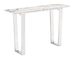 Zuo Modern Atlas Composite Stone Console Table, 30-5/16”H x 47-1/4”W x 14-1/4”D, White/Silver