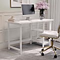 Martha Stewart Beckett 47.5"W Home Office Trestle Computer Desk With Shelves, White Wood Grain 1 thumbnail image