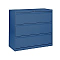 Sandusky® 800 42"W Lateral 3-Drawer File Cabinet, Metal, Blue
