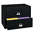 FireKing® UL 1-Hour 31-1/8"W Lateral 2-Drawer File Cabinet, Metal, Black, White Glove Delivery