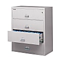 FireKing® UL 1-Hour 44-1/2"W x 22-1/8"D Lateral 4-Drawer Fireproof File Cabinet, Platinum, White Glove Delivery