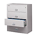 FireKing® UL 1-Hour 44-1/2"W x 22-1/8"D Lateral 4-Drawer Fireproof File Cabinet, Platinum, White Glove Delivery 1 thumbnail image