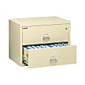 FireKing® UL 1-Hour 31-1/8"W x 22-1/8"D Lateral 2-Drawer Fireproof File Cabinet, Metal, Parchment, White Glove Delivery