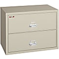 FireKing® UL 1-Hour 22-1/8"W x 37-1/2"D Lateral 2-Drawer Fireproof File Cabinet, Parchment, White Glove Delivery 1 thumbnail image