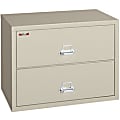 FireKing® UL 1-Hour 22-1/8"W x 37-1/2"D Lateral 2-Drawer Fireproof File Cabinet, Parchment, White Glove Delivery