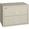 FireKing® UL 1-Hour 37-1/2"W Lateral 2-Drawer File Cabinet, Metal, Parchment, White Glove Delivery