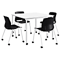 KFI Studios Dailey Square Dining Set With Caster Chairs, White/Black 1 thumbnail image