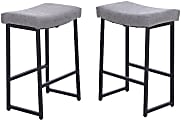 ALPHA HOME Saddle Design PU Leather Counter-Height Stools, Gray/Black, Set Of 2 Stools 1 thumbnail image