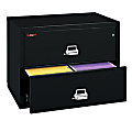 FireKing® UL 1-Hour 37-1/2"W Lateral 2-Drawer File Cabinet, Metal, Black, White Glove Delivery