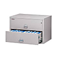 FireKing® UL 1-Hour 44-1/2"W x 22-1/8"D Lateral 2-Drawer Fireproof File Cabinet, Platinum, White Glove Delivery 1 thumbnail image