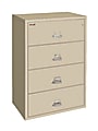 FireKing® UL 1-Hour 31-1/8"W x 22-1/8"D Lateral 4-Drawer Fireproof File Cabinet, Parchment, White Glove Delivery 1 thumbnail image