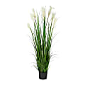Nearly Natural Plume Grass 54”H Artificial Plant With Planter, 54”H x 27”W x 27”D, Green/Black