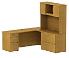 BBF 300 Series L-Shaped Single Pedestal Desk, 72 3/10"H x 71 1/10"W x 69 2/5"D, Modern Cherry, Standard Delivery Service