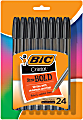 BIC® Cristal® Xtra Bold Stic Ballpoint Pens, 1.6 mm, Clear Black Barrel, Black Ink, Pack Of 24 Pens