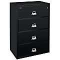 FireKing® UL 1-Hour 31-1/8"W Lateral 4-Drawer File Cabinet, Metal, Black, White Glove Delivery
