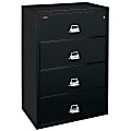 FireKing® UL 1-Hour 31-1/8"W x 22-1/8"D Lateral 4-Drawer Fireproof File Cabinet, Black, White Glove Delivery