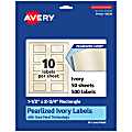 Avery® Pearlized Permanent Labels With Sure Feed®, 94230-PIP50, Rectangle, 1-1/2" x 2-3/4", Ivory, Pack Of 500 Labels