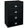 FireKing® UL 1-Hour 22-1/8"W x 37-1/2"D Lateral 4-Drawer Fireproof File Cabinet, Black, White Glove Delivery 1 thumbnail image