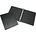 SKILCRAFT® Leather Grain 3-Ring Binder, 1" Round Rings, Black 1 thumbnail image