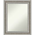 Amanti Art Non-Beveled Rectangle Framed Bathroom Wall Mirror, 29-1/2” x 23-1/2”, Parlor Silver