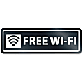 HeadLine Free Wi-Fi Window Sign - 1 Each - Free Wi-Fi Print/Message - Rectangular Shape - Self-adhesive, Removable - White, Clear 1 thumbnail image