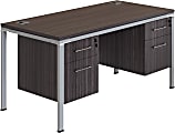 Boss Office Products Simple System Workstation Desk With 2 Pedestals, 66" x 30", Driftwood