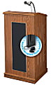 Oklahoma Sound Prestige Wireless-Ready Lectern, With Wireless Microphone Tie-Clip, Medium Oak
