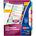 Avery® Ready Index® 1-8 Tab With Customizable Table Of Contents Binder Dividers, 8-1/2" x 11", 8 Tab, White/Multicolor, 1 Set