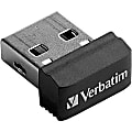 Verbatim 64GB Store 'n' Stay Nano USB Flash Drive - Black - 64 GB - 1 Pack