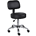 Boss Medical Stool With Back And Antimicrobial Vinyl, Black/Chrome