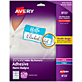Avery® Adhesive Name Badges, Hello My Name Is, 2 1/3" x 3 3/8", 8722,  Assorted Colors, Pack Of 120 Badges